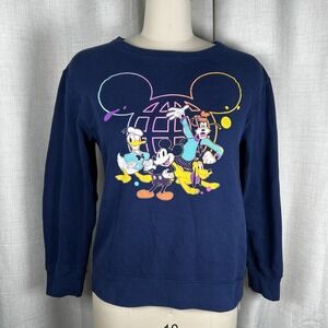 Disney Parks Sweatshirt Crew Neck Youth XL Navy Blue Mickey Pluto Donald Goofy